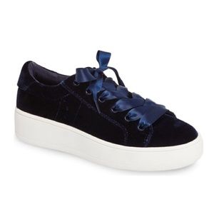 Steve Madden Blue Velvet Platform Sneakers